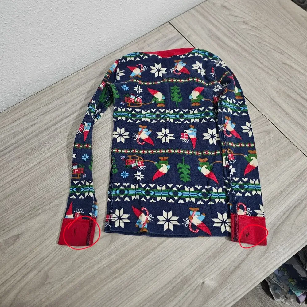 Hanna Andersson Pajama Set Christmas Gnome Long Sleeve Blue Red Boys 6-7